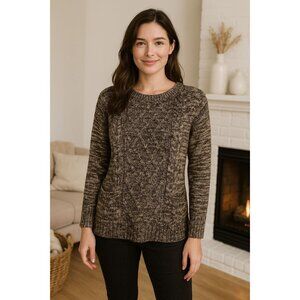 Jason Maxwell Sweater Marled Knit Small Brown Pullover Cozy Chic Layering Fall